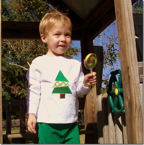 Christmas Tree Appliqued Tee Shirt and Pants